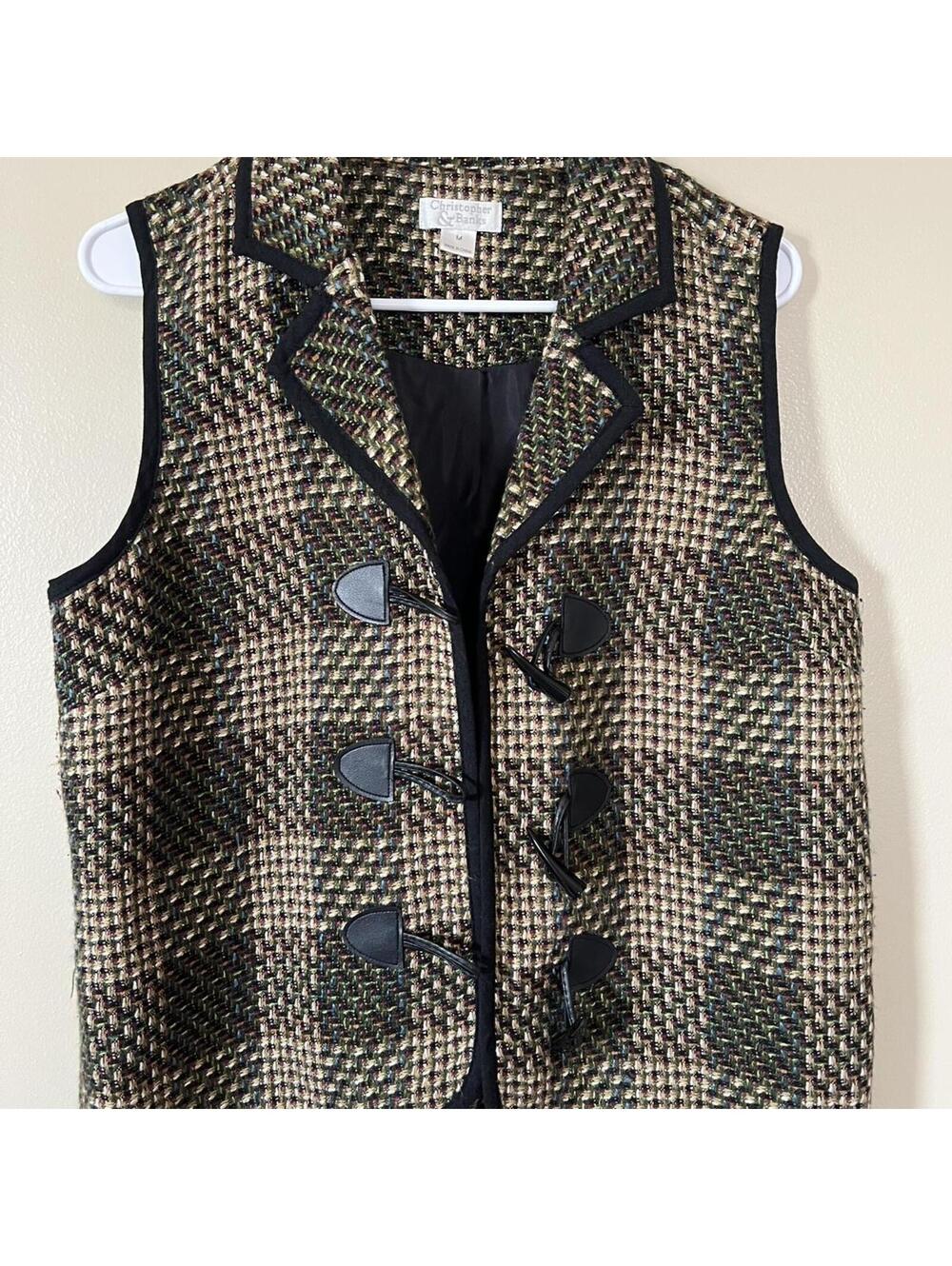 Christopher & Banks Women's Vest Black Tan Medium